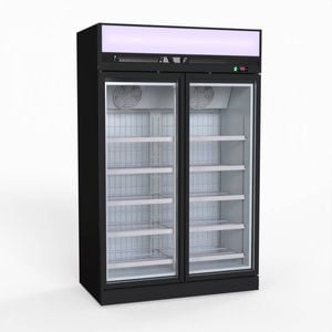Thermaster 1006l Black Upright Double Glass Door Freezer  - Display Freezers (lg-1006df)