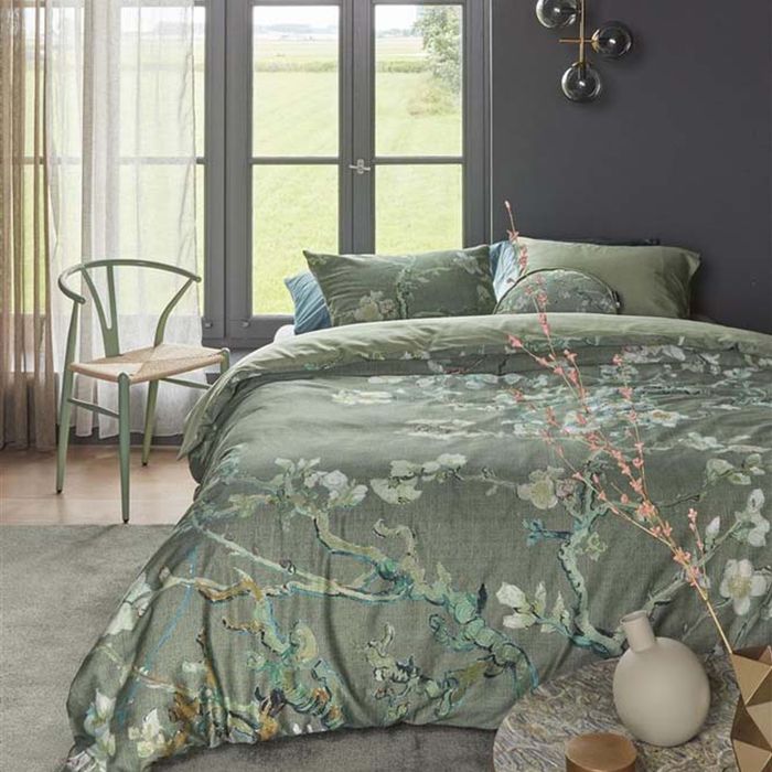 Bedding House X Van Gogh King Bed Van Gogh Blossoming Green Cotton Sateen Quilt Cover Set