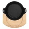 Fissman Cast Iron Pan w/ Handles on Wooden Sizzling Plate Tray 18 x 4.4cm