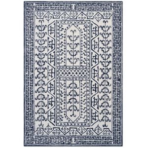 Handmade Designer Wool Rug-Lipi 6271-Ivory/Grey-110x160cm