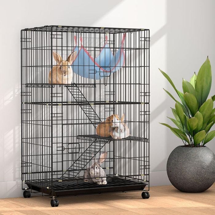 i.Pet Rabbit Cage Indoor Hutch Pet Cage Outdoor 100cm Bunnings Australia