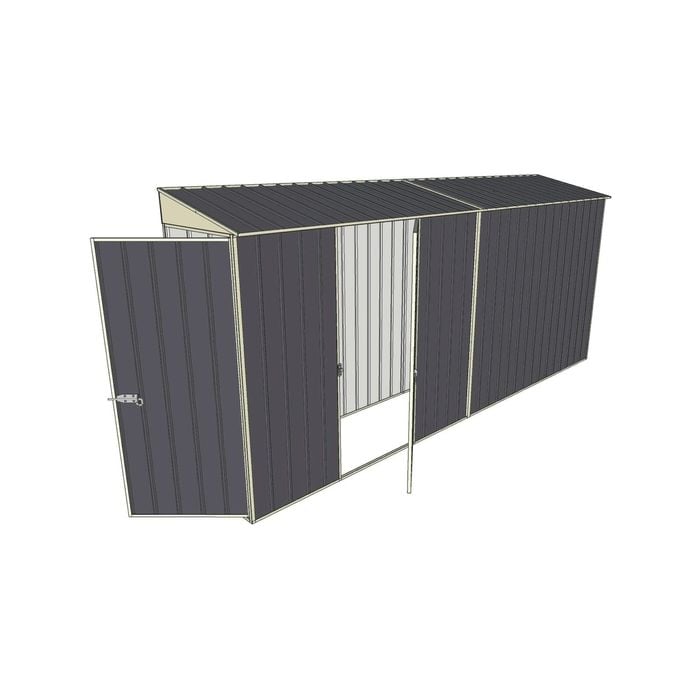 Build-a-Shed 0.8 x 4.5 x 2m Hinged Door Tunnel Shed with Single Hinged Side Door - Grey