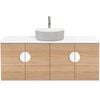 CIBO 1200mm Oak Mornington Wall Hung Vanity with Light Grey / White Basin and White Handles
