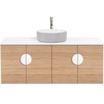 CIBO 1200mm Oak Mornington Wall Hung Vanity with Light Grey / White Basin and White Handles