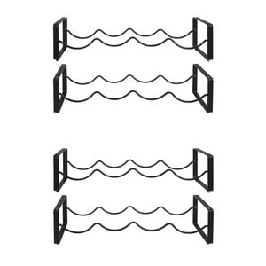 2PK Bartender Steel 2-Tier 8-Bottle Stackable Wine Rack - Black