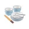 SOGA Blue Japanese Style Ceramic Dinnerware Set of 8