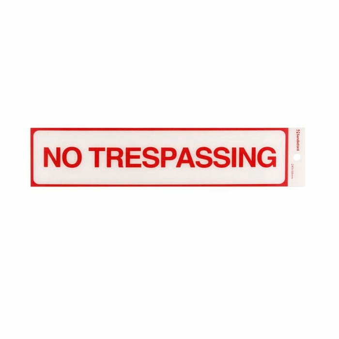 Sandleford 245mm Self Adhesive No Trespassing Sign