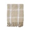 Tanner Latte Cotton Knitted Checkered Throw Rug 125 x 150 cm