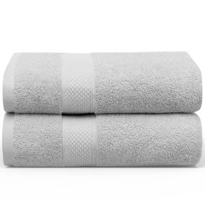2PCS 100% Cotton Extra Large Soft Bath Towels Sheets Set 90 x 180cm - Silver