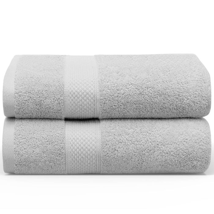 2PCS 100% Cotton Extra Large Soft Bath Towels Sheets Set 90 x 180cm - Silver