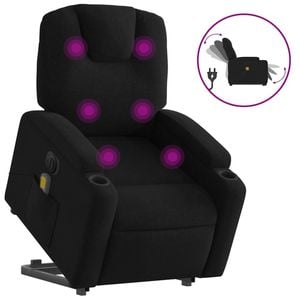 vidaXL Electric Stand up Massage Recliner Chair Office Armchair Black Fabric