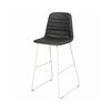 Olg Sofia Kitchen Stool White Sled Base Black Vinyl Upholstered Seat