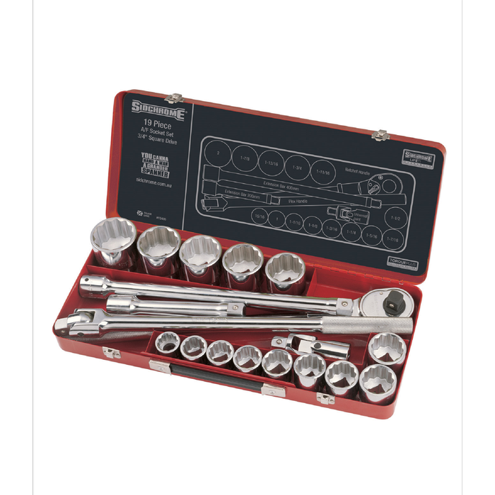 Sidchrome 3/4" AF Socket Set - 19 Piece
