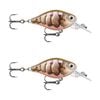 2x Rapala 3.5cm X Light Crank Mid Run Crankbait Fishing Lures - Purple Prawn UV