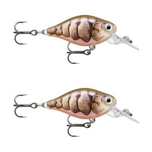 2x Rapala 3.5cm X Light Crank Mid Run Crankbait Fishing Lures - Purple Prawn UV