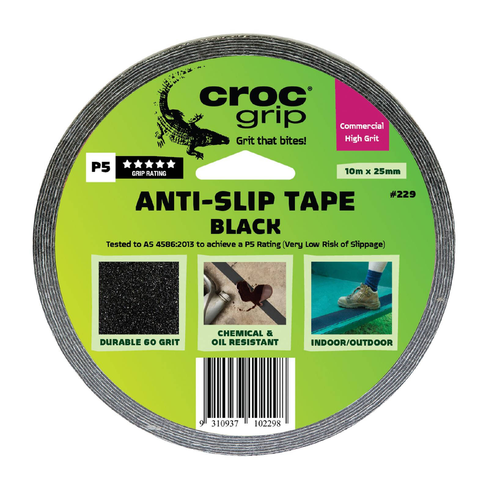 Croc Grip 10m x 25mm Black Anti-Slip Tape - Black