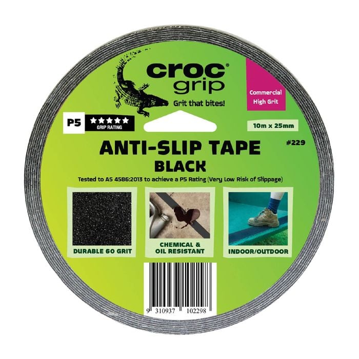 Croc Grip 10m x 25mm Black Anti-Slip Tape - Black