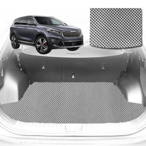 6D Diamond Car Boot Mat for Kia Sorento (UM)2015-2020-(3rd Row seats up/7 seater)-Cargo Mat-Grey-Outback GT