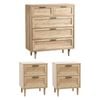 Oikiture 5 Chest of Drawers and 2 Bedside Tables Nightstand Bedroom Set Natural
