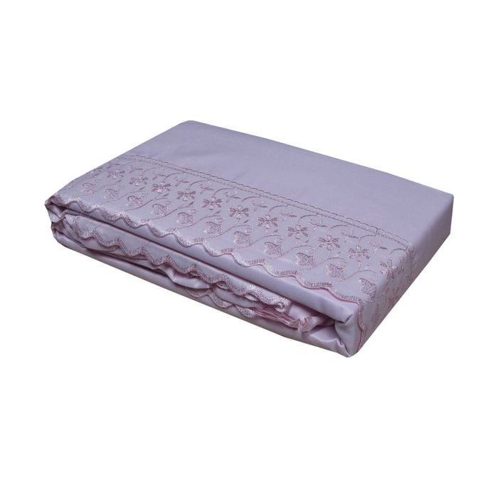 Essentially Home Living Machine Lace Embroidered Sheet Set Single Lilac