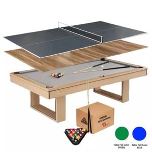 TOPONE Ludo 3-IN-1 Pool Table | Billiard, Table Tennis & Dining Combo 7FT/8FT - Grey, 7FT TABLE