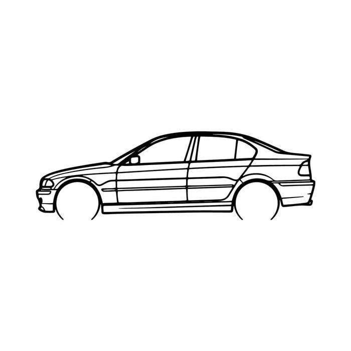 Ignite Laser BMW 330i Silhouette Metal Wall Art Coated Black 47inch/120cm
