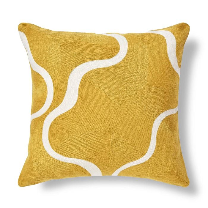 Cadence & Co. Louise Crewel Embroidered Cushion 45x45cm Mustard