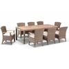 Sahara 8 Rectangle Teak Top Dining Table Setting Brushed Wheat With Kai Chairs & Cream Cushions