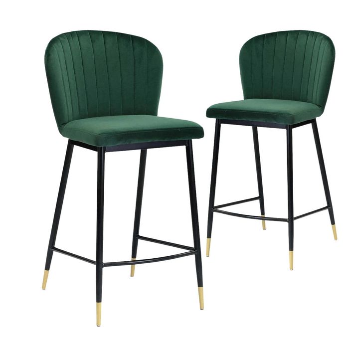 DS Velvet Bar Stool Green - Set of 2