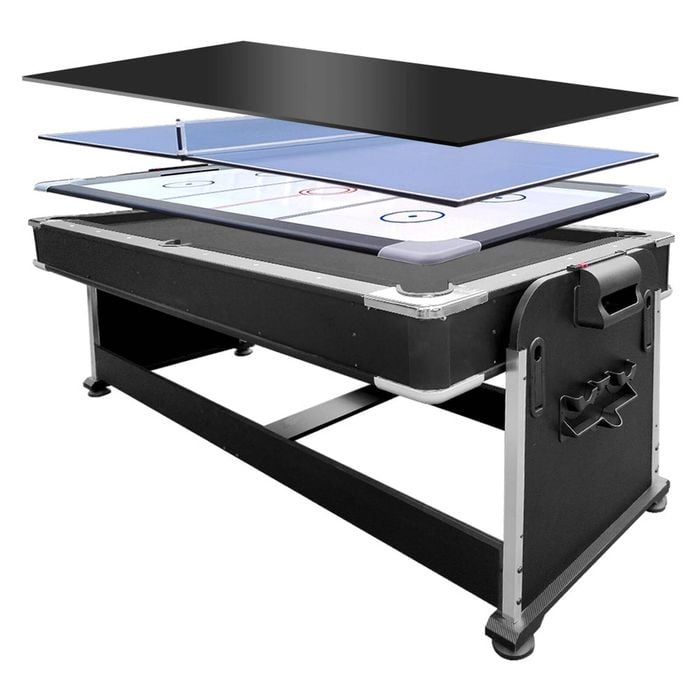 Leaf Living Versa 2026 4-in-1 8ft Convertible Table White Frame Air Hockey Pool Dining Tennis - Black Felt
