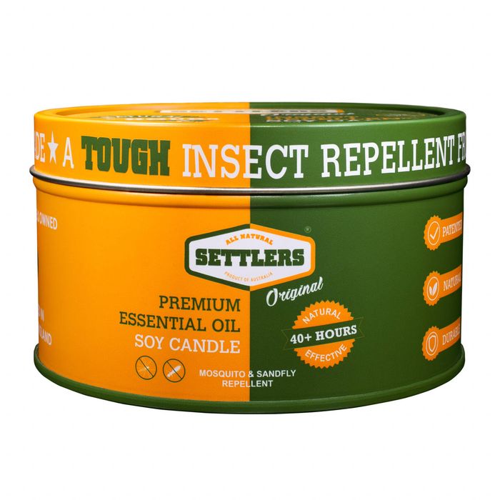 Settlers Original Insect Repellent 210g 40 Hours Essential Oil Soy Candle