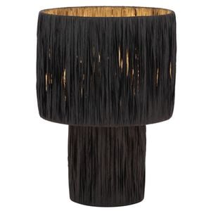 Telbix Nativa Modern Table Desk Lamp Light Metal Raffia Black Natural