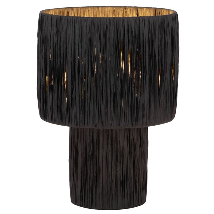 Telbix Nativa Modern Table Desk Lamp Light Metal Raffia Black Natural