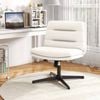 Costway Ergonomic Swivel  Office Chair Criss Cross Desk Chair Pu Leather Height Adjustable 
White