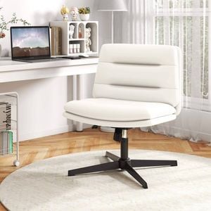 Costway Ergonomic Swivel  Office Chair Criss Cross Desk Chair Pu Leather Height Adjustable 
White