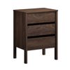 Oikiture Bedside Table 3 Drawers Side Table Nightstand Handle-free Walnut