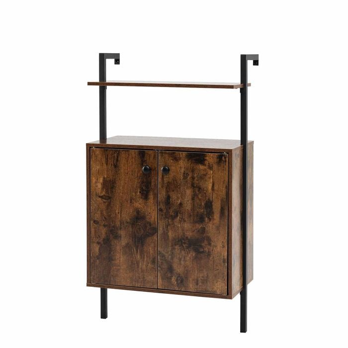 Costway Wall Bookcase 4tier Double-door Cabinet Shelf Metal Office