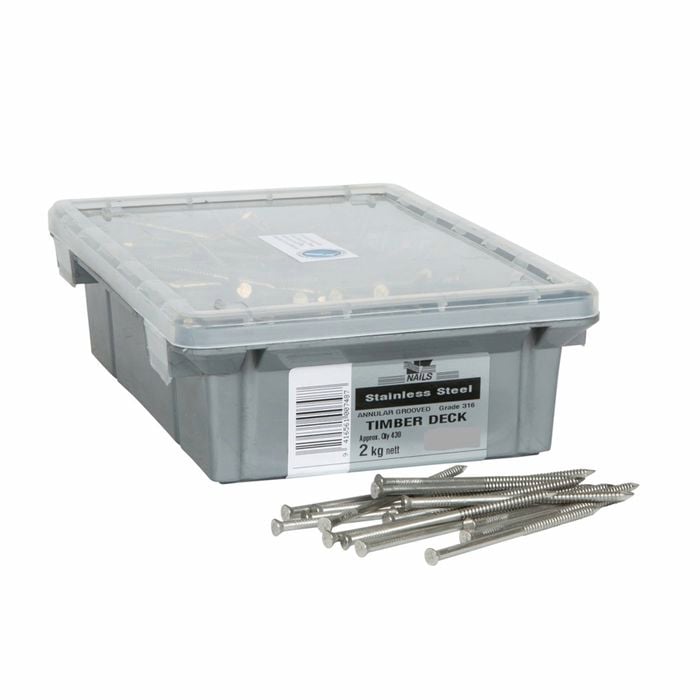 NZ Nails 60 x 3.15mm 316 Stainless Steel Timber Decking Nail - 2kg Box