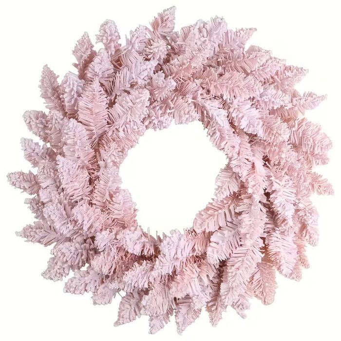 Lifebay Pink Snowy Pine Christmas Wreath