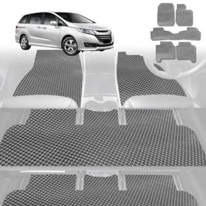 6D Diamond Car Floor Mats for Honda Odyssey 2014-2020 Standard 8 Seater-Ultimate Set-Grey-Outback GT