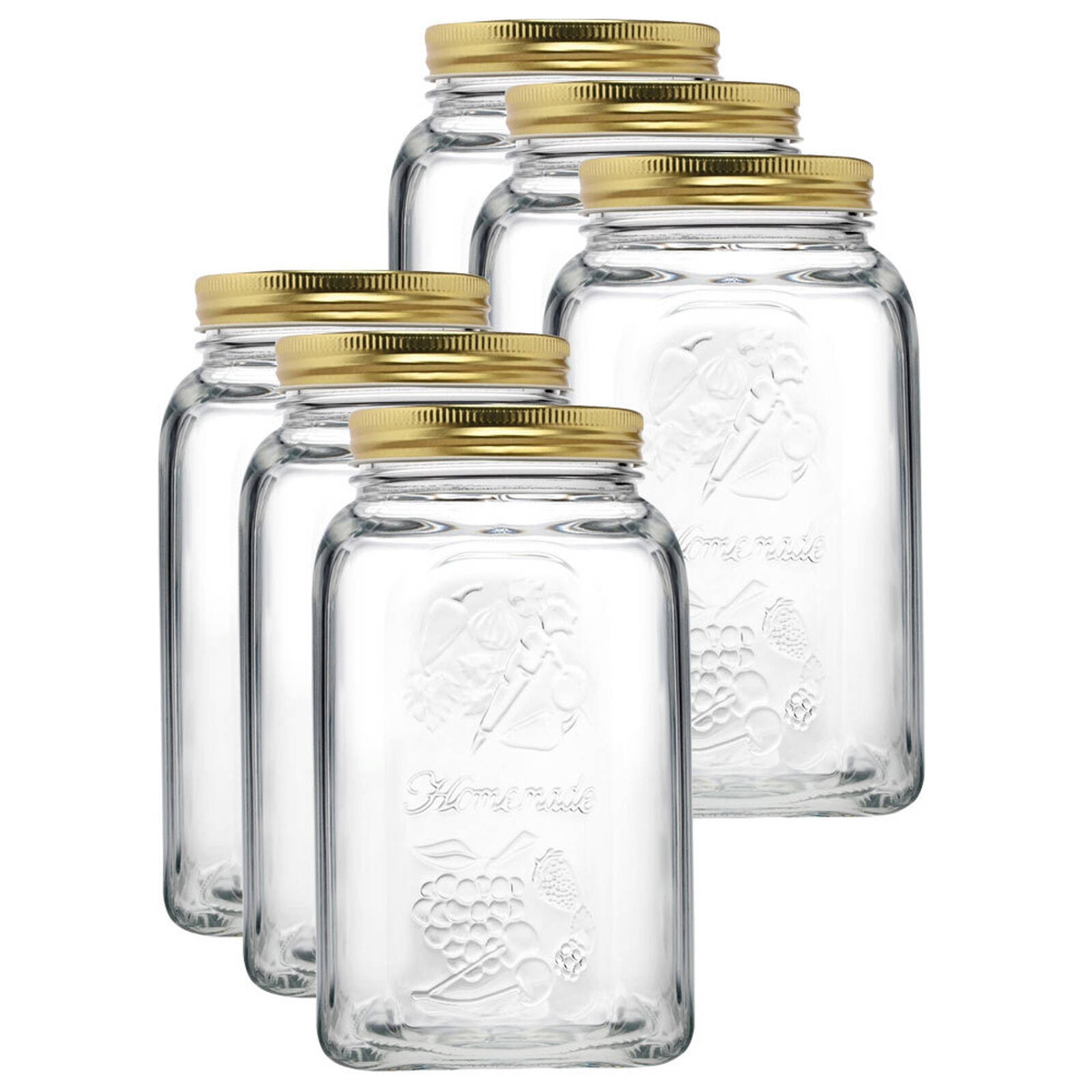 6x Pasabahce Homemade 1500ml Glass Preserve Jar Food Storage Container ...