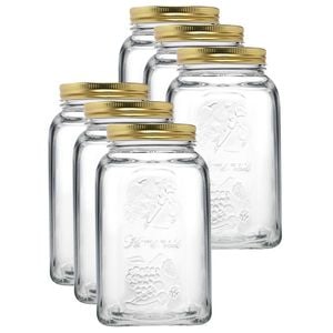 6x Pasabahce Homemade 1500ml Glass Preserve Jar Food Storage Container w/Lid CLR