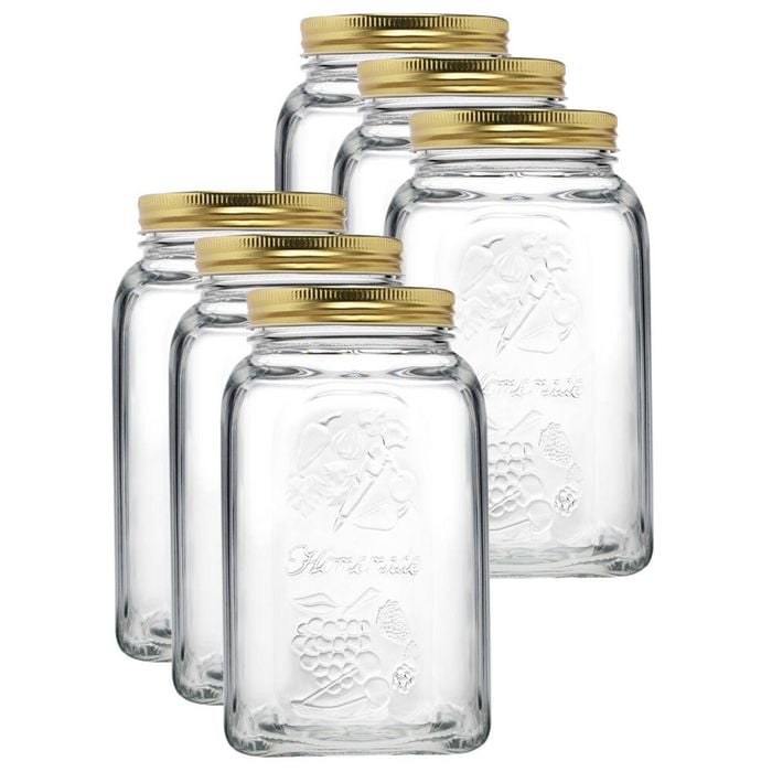 6x Pasabahce Homemade 1500ml Glass Preserve Jar Food Storage Container w/Lid CLR