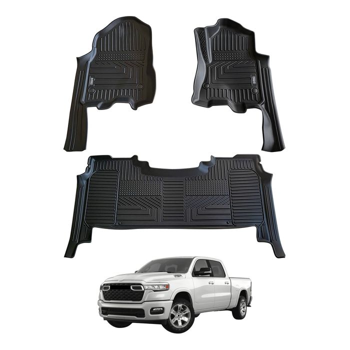 AUSGO Car Floor Mats for RAM 1500 DT Series Crew Cab 2023-Onwards All-Weather Floor Liners