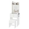 Advwin Dressing Table Set with Glass Desktop Makeup Desk Mirror LED Light Storage Drawers White