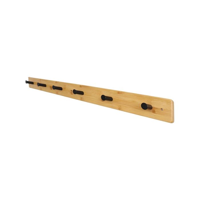 Adoored 6 Black Hook Bamboo Board Bino Deco Hook Rack