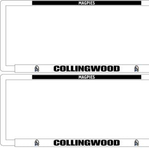 AFL Car Number Plate Frame Set Of Two - Collingwood Magpies - Front/Back
