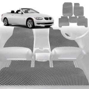 6D Diamond Car Floor Mats for BMW 3 Series Coupe/Convertible (E92 E93)2005-2013-Full Set-Grey-Outback GT