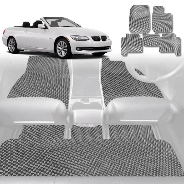 6D Diamond Car Floor Mats for BMW 3 Series Coupe/Convertible (E92 E93)2005-2013-Full Set-Grey-Outback GT