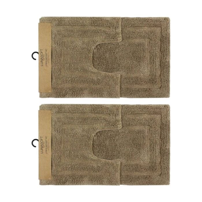 2x2pc Cdsi Lunasoft Tufted Bathset Cotton Set Sandstone 50x80cm & 50x50cm